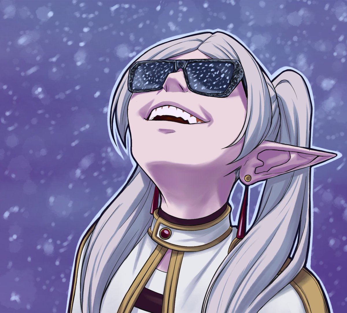 M4rsArt's tweet image. Frieren looking at the lights #fanart