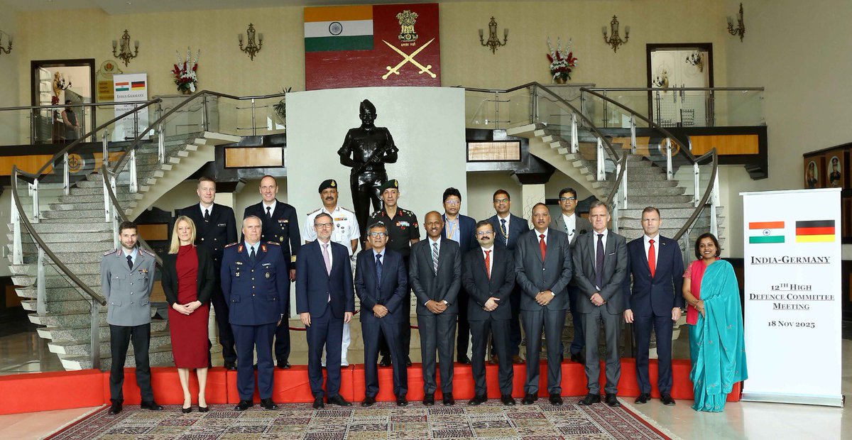 prodefencejammu's tweet image. Defence Secretary Shri Rajesh Kumar Singh co-chaired the 12th India–Germany High Defence Committee (HDC) meeting in New Delhi with the State Secretary of German Defence Ministry Mr Jens Plötner. The Co-chairs reviewed the ongoing defence initiatives, identified priority areas for…