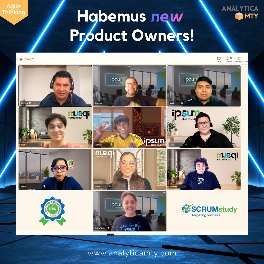 analyticamty's tweet image. Habemus new Product Owners (IPSUM Technology).

#agilethinking #maxbusinessvalue #SPOC #productowner #certification #scrum