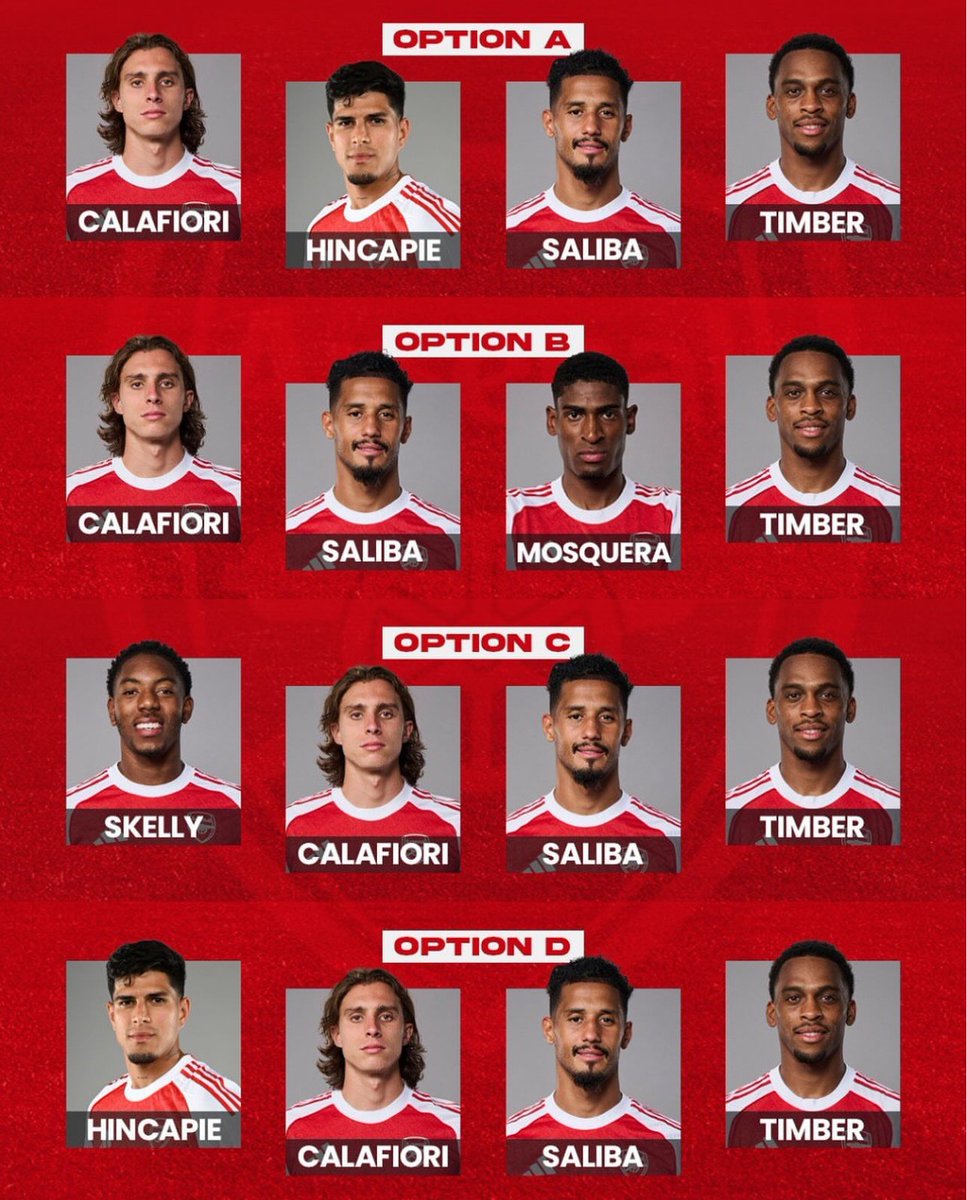 ArsenalN7's tweet image. Which back four do you start against Spurs?