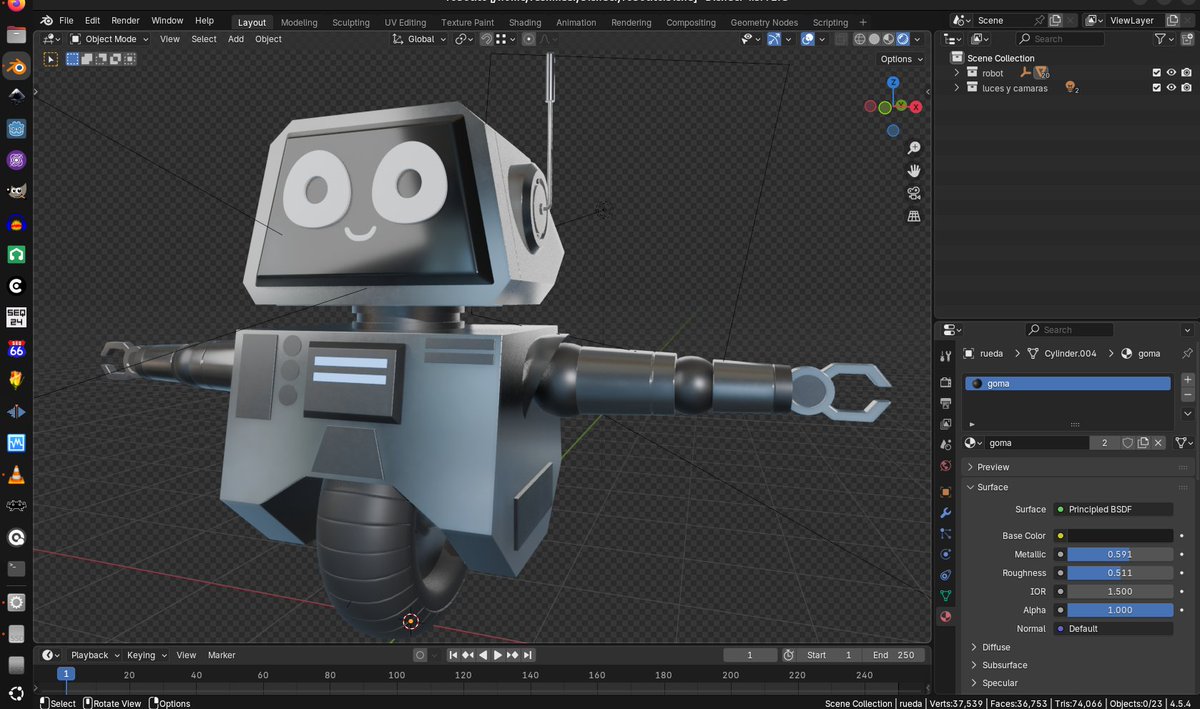 pmarcodelpont's tweet photo. #modelando un #robot en #blender siguiendo un #tutorial #modeling #lighting #materials #textures #decals #compositing #shading #uvmapping #glare #bloom #rendering https://t.co/YDkDtlVR87