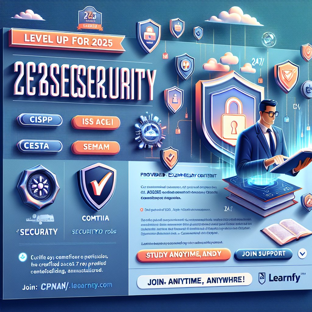 learnfly's tweet image. Level up for 2025 cybersecurity roles! Learnfly’s top tracks: CISSP, CEH, CISM, CISA, CompTIA Security+, CCNA. Exam-ready content, certified instructors, 24/7 support. Study anytime, anywhere. Join: learnfly.com 🔐💻 #Cybersecurity #Learnfly