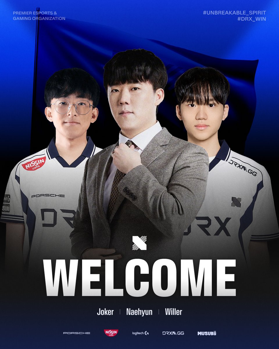 DRX_LCK's tweet image. 𝐖𝐞𝐥𝐜𝐨𝐦𝐞 𝐭𝐨 𝐃𝐑𝐗 𝐋𝐞𝐚𝐠𝐮𝐞 𝐨𝐟 𝐋𝐞𝐠𝐞𝐧𝐝𝐬

A new season. A new roster. A new challenge.
Join us in welcoming Willer, Naehyun, and Joker to the 2026 DRX League of Legends roster!

DRX와 새로운 여정을 함께할 ‘Willer’ 김정현 선수, ‘Naehyun’ 유내현 코치, 그리고…