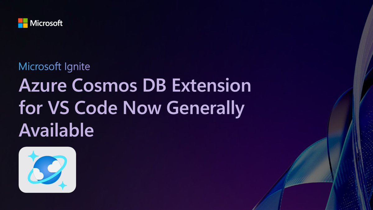 AzureCosmosDB's tweet image. GA: The Azure Cosmos DB VS Code extension is here!
Build, query, and optimize Cosmos DB directly in your IDE—with AI-driven guidance for modern workloads.
msft.it/6015tP6mU
#MSIgnite #AzureCosmosDB #VSCode #AI