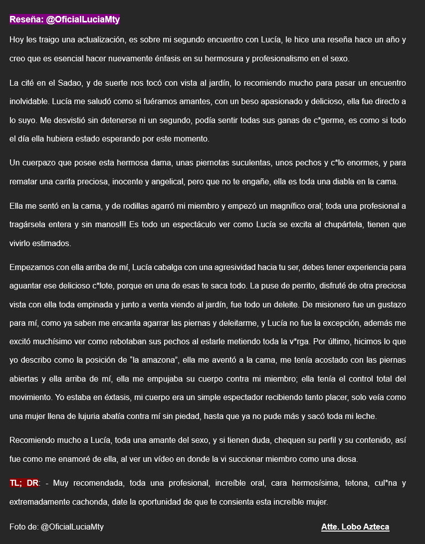 LoboAzteca6's tweet photo. Reseña: @OficialLuciaMty https://t.co/nFguL8qwJo