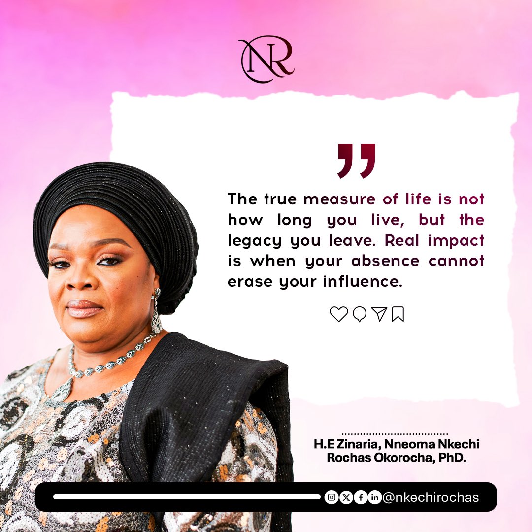 NkechiRochas's tweet photo. The true measure of life is not how long you live, but the legacy you leave. Real impact is when your absence cannot erase your influence.
.
.
#wednesdayquotes
#wordsforthoughts https://t.co/HYbW0GuS9W