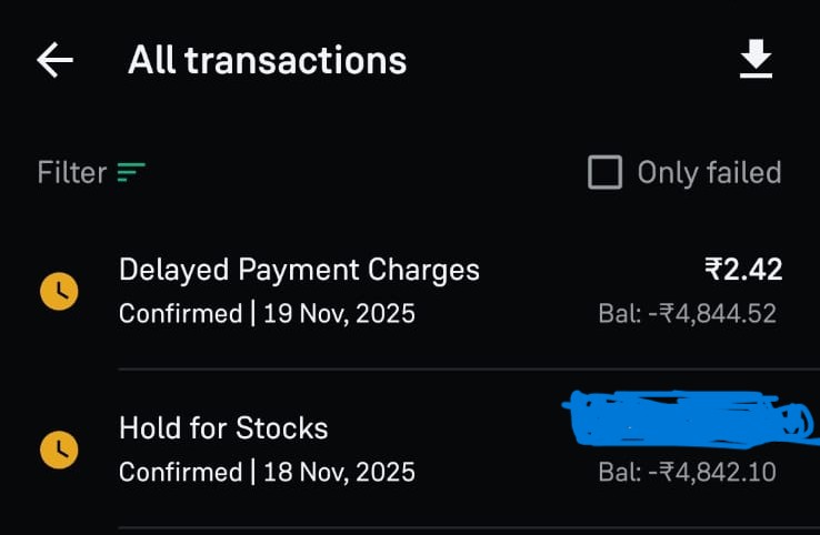 SayMa404's tweet photo. What is this @_groww ? 🤦‍♂️Just came across a “Delayed Payment Charge” (pending state) + extra GST on top of it. Also my money is blocked for 2 days for settlement?? Groww AI isn’t responding, UI is broken, support isn’t responding. What’s happening here? 📷 https://t.co/l2HY1VcqWu