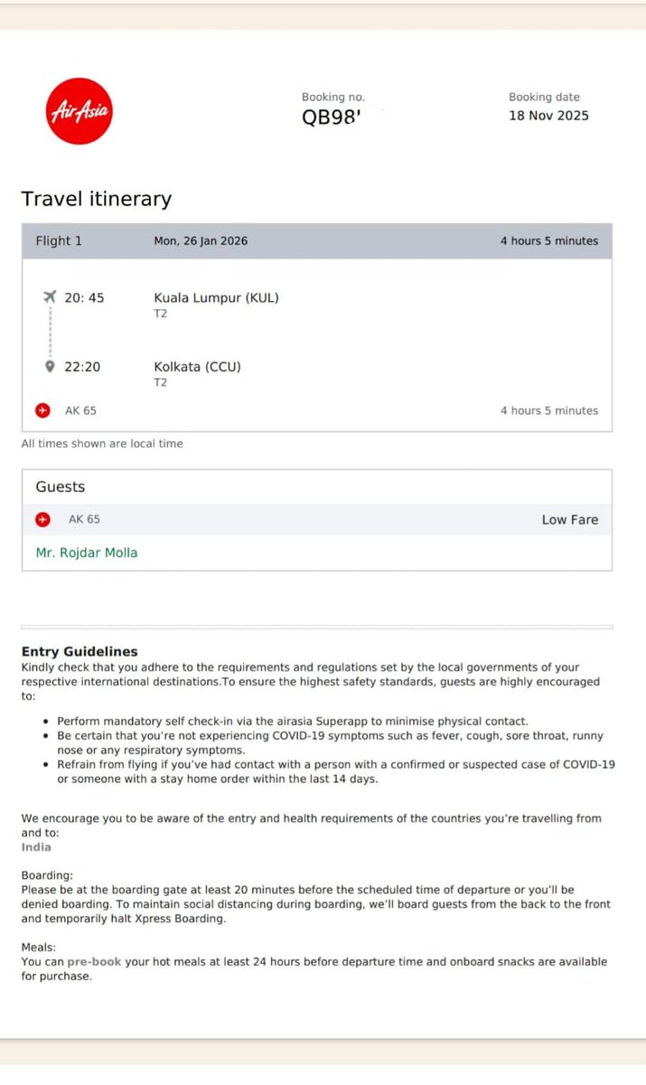 MithunSecure's tweet photo. @kiwicom247 for my booking number  7 0 1 5 2 5 2 7 5
From Kuala Lumpur to Kolkata Air Asia flight, I added 20 kg &amp; 25 kg baggage at booking time, in the https://t.co/Y7a6VDl5r7 app it showing baggaged is included, but Airlines website there is zero check in baggage.plz add it https://t.co/19TbQvttn8