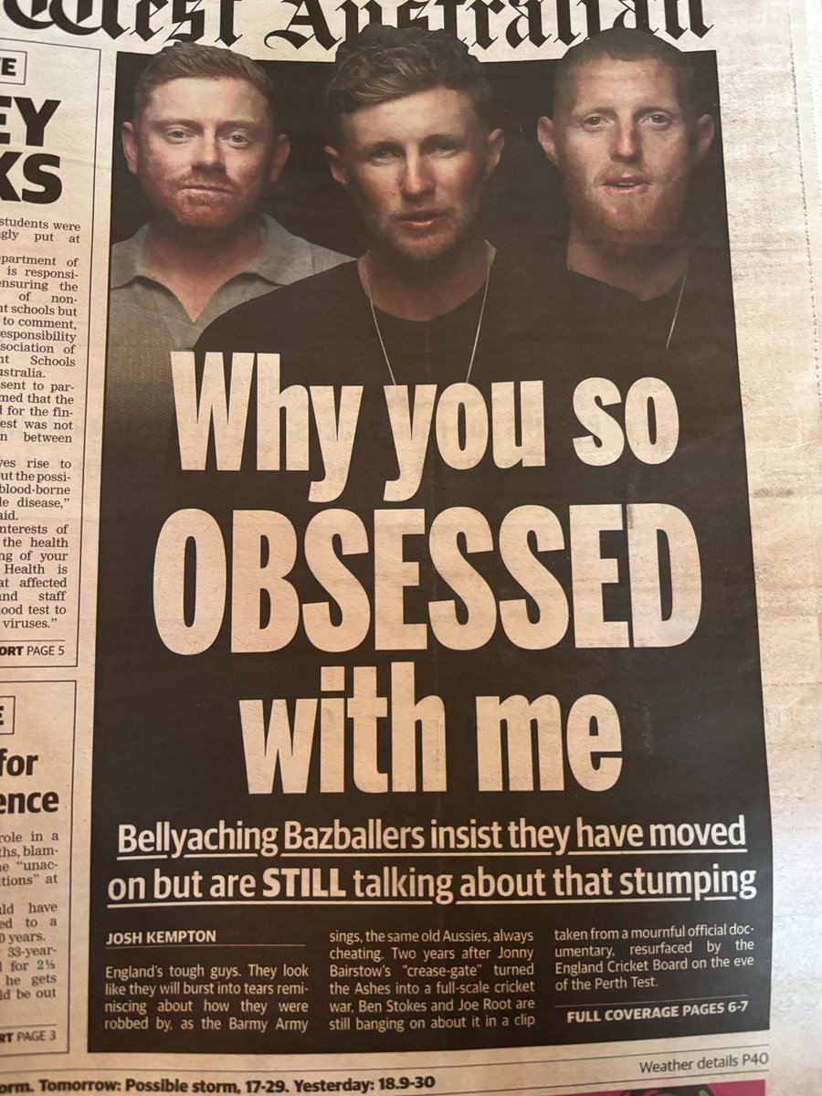 BoothCricket's tweet image. The glorious irony of this headline on the West Australian…