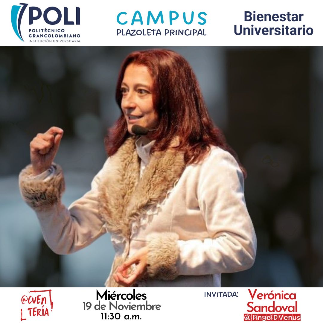 Este #Miércoles hay #Cuentería 🎭 en <a href="/PoliGran/">Poligran</a> con <a href="/AngelDVenus/">Venus</a>

🗓️ Nov 19
📍 Campus
🕦 11:30 am

Inv: Bienestar
Org: <a href="/Cuenteria/">Cuentería</a>

#Cuentos #Historias #Cuenteros #NarraciónOral #Teatro #Bogotá #PoliGran #Poli