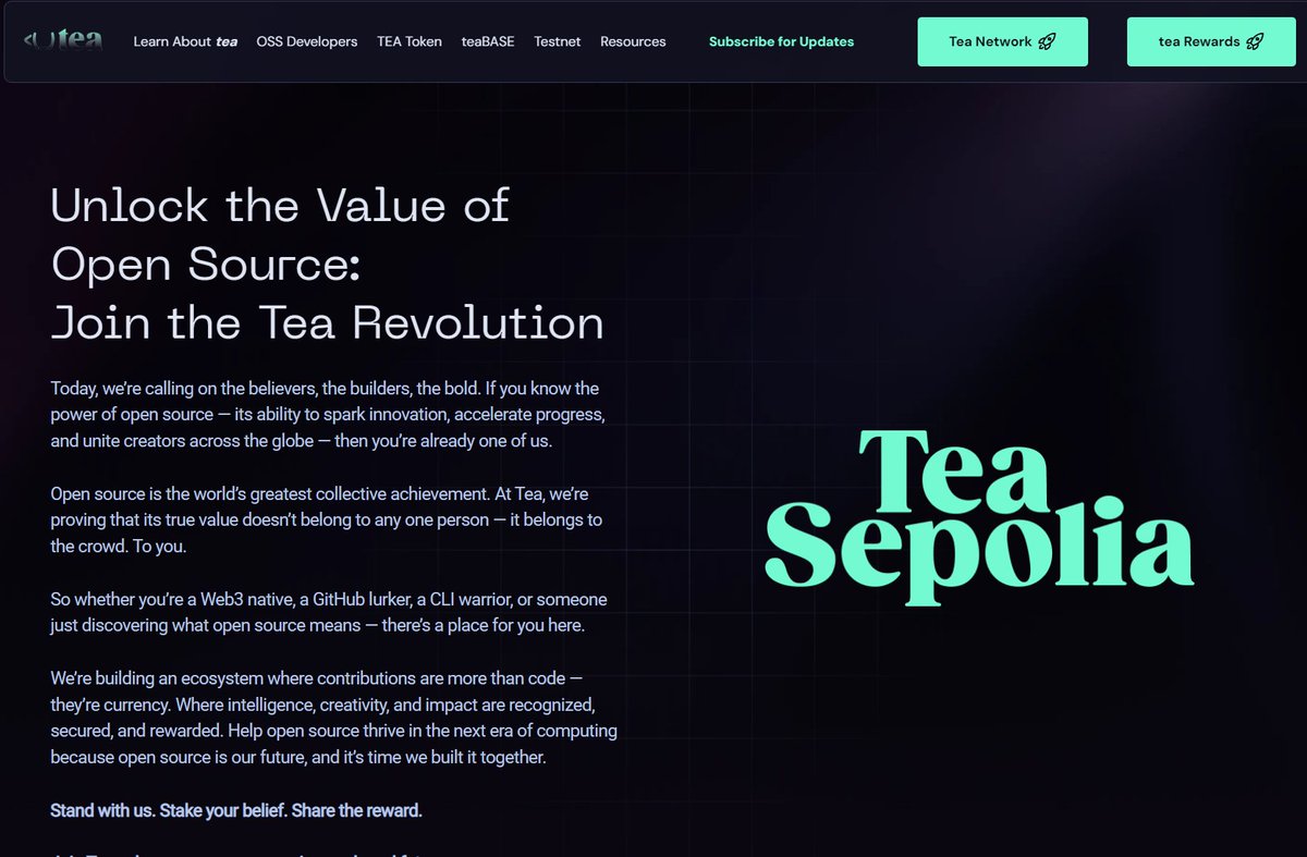 phanthanguss's tweet photo. π΅ The Builder's Thesis: $TEA, OSS, and the Superchain Alpha.I wanted exposure to builders, not another chain. Found @teaprotocol and started testing.
This is the OSS alpha made liquid.Who else loading the thesis: OSS ubiquity + L2 familiarity + ETF tailwinds $TEA? #TeaProtocol #OSS #L2 #Web3 #Builders