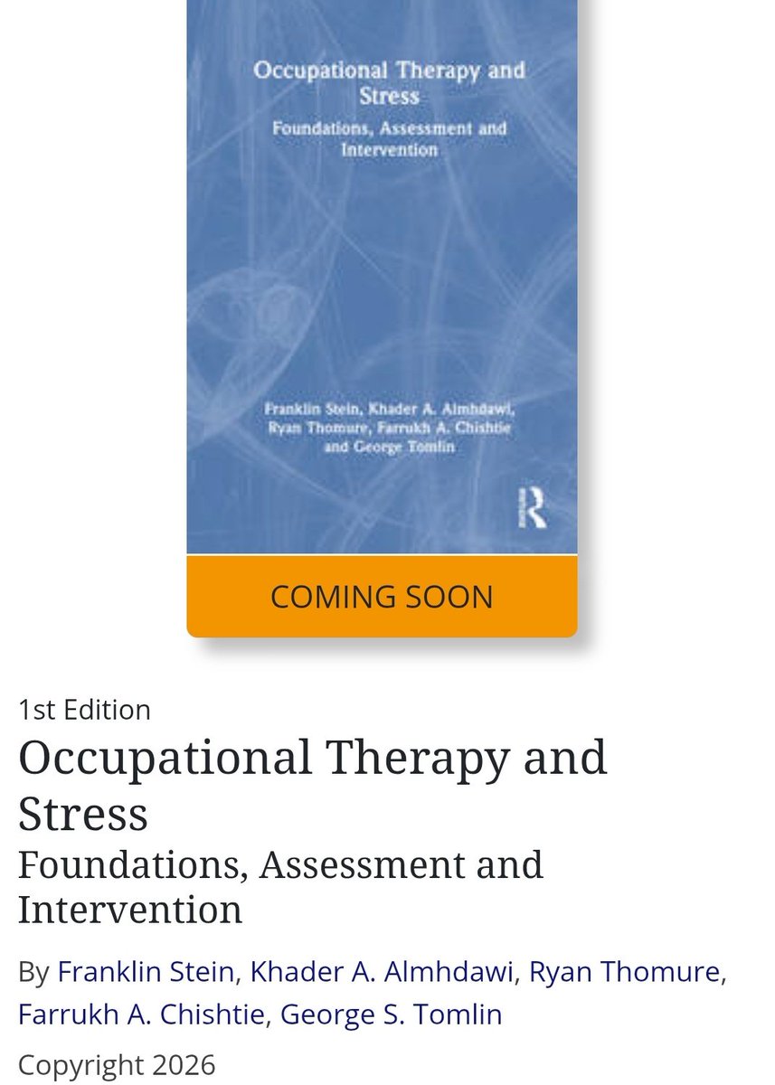 Khader_jo's tweet photo. Extremely happy &amp; proud to see this beautiful #OccupationalTherapy #mental_health book almost done🎉🎉

"#Occupational_Therapy and #Stress
Foundations, Assessment and Intervention" 

https://t.co/BVwMmnE9Kq https://t.co/UhR6ou53WS