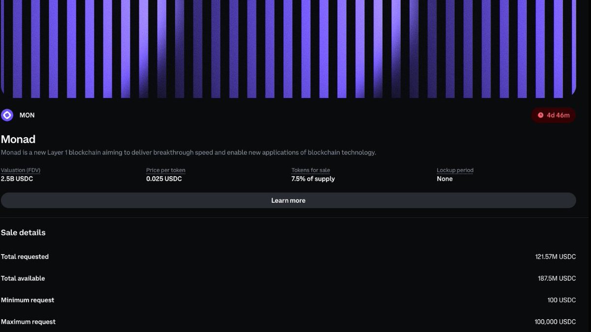 onchainquant's tweet image. for every $5MM raised, $MON token drops 1%.