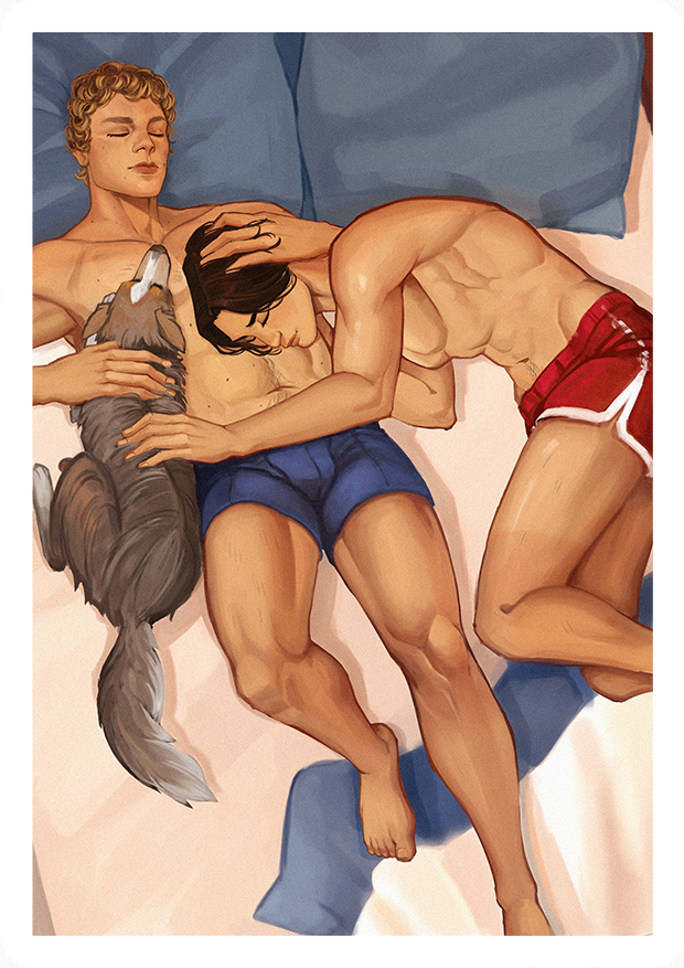 Inspired by one of my favorite scenes from the Long Game.

I'm almost done, I'll probably need to make some slight edits, but I'm bringing this print with me to the premiere. 
#hollanov #heatedrivalry #shanehollander #ilyarozanov