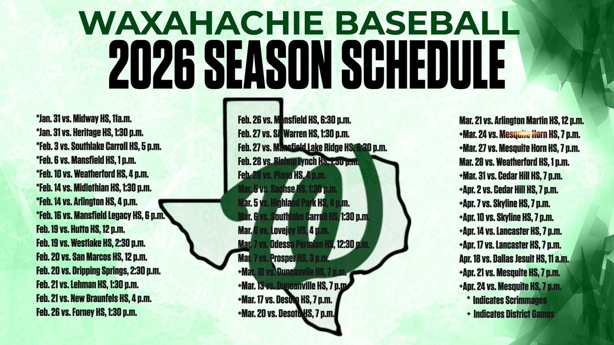 HachieBall1909's tweet photo. 2026 Waxahachie Indian Baseball Schedule! #exceedtheexpectation @6ATxHSBaseball https://t.co/8E559mpSJS