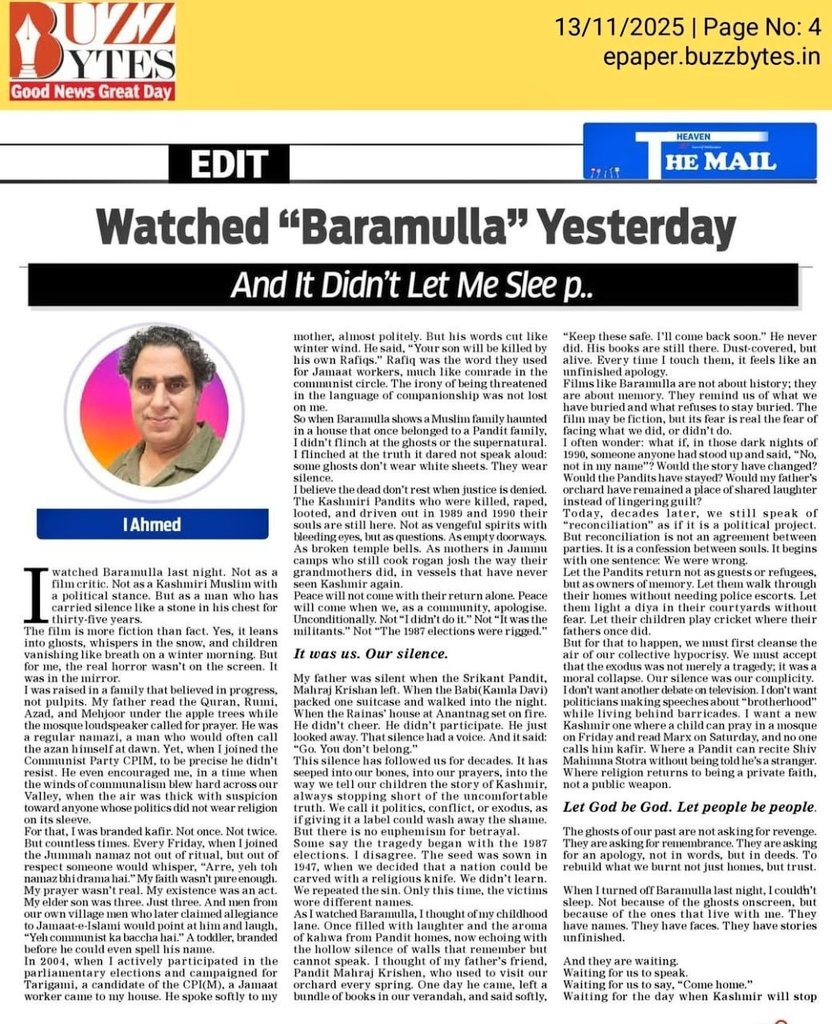 Brilliantly articulated review of the movie, Baramulla! Having watched the movie, this is quite a hard-hitting analysis of the issues that it raised. Please read! #Baramulla #moviereview <a href="/SrinagarGirl/">SrinagarGirl</a> <a href="/neelakantha/">सुशील पंडित🇮🇳Sushil Pandit</a>