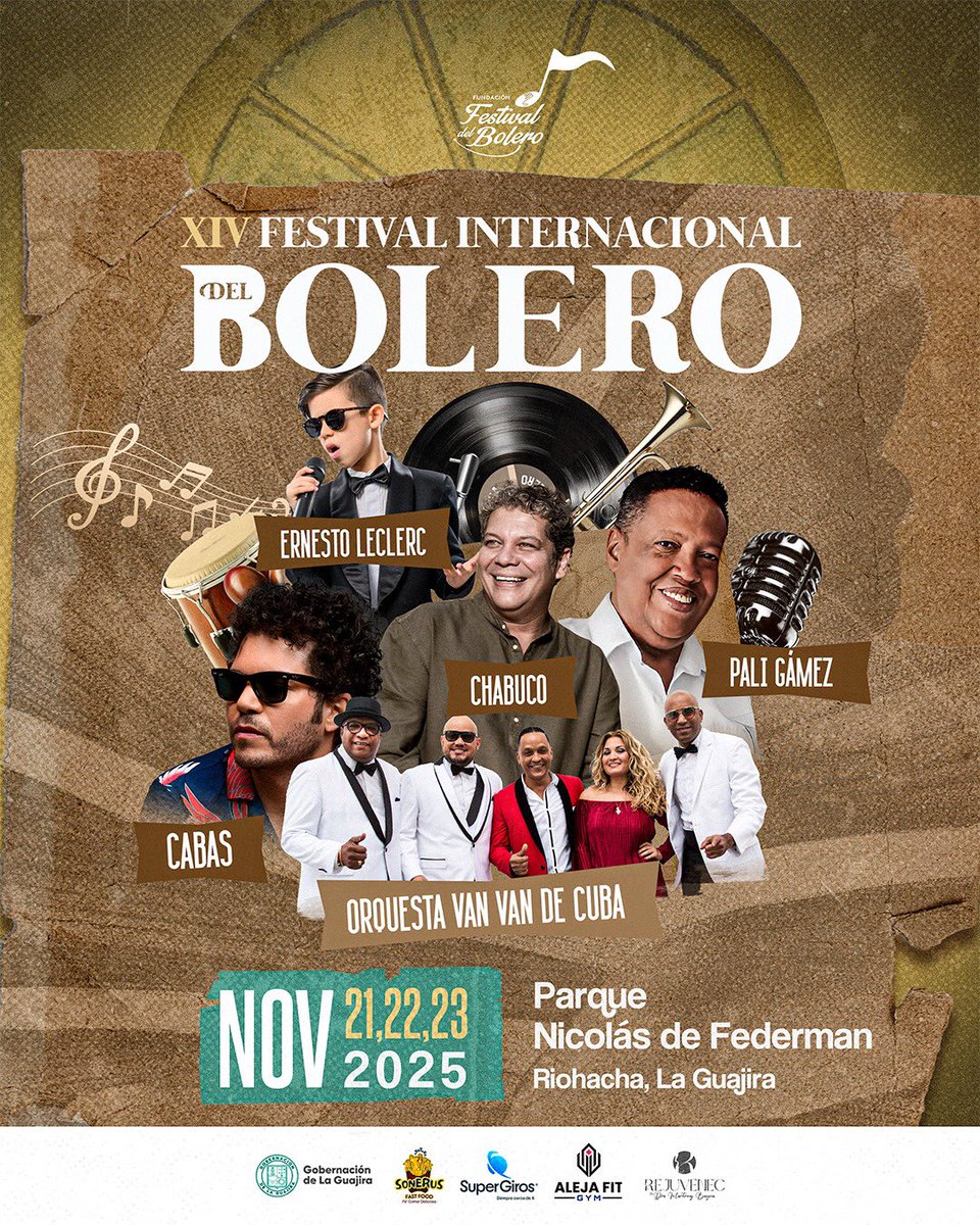 Riohacha es un bolero, noche de gala noviembre 22 de este 2025, en el parque Nicolas de Federman.