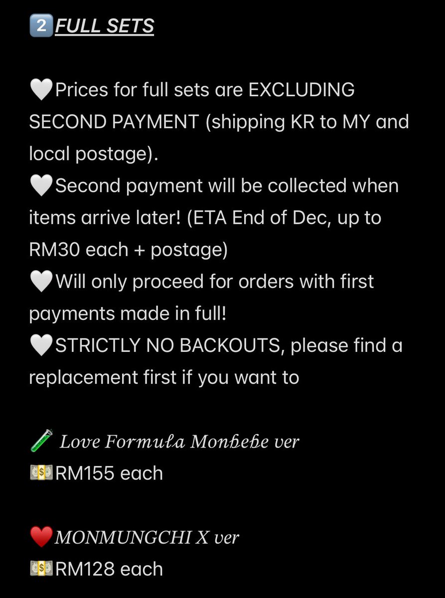 WTS 2026 MONSTA X SEASON'S GREETINGS [ MEMBER SET / LOOSE ITEMS / FULL SET ] 🇲🇾 help rt!

🧪 𝐿𝑜𝓋𝑒 𝐹𝑜𝓇𝓂𝓊𝓁𝒶 𝑀𝑜𝓃𝒷𝑒𝒷𝑒 𝑣𝑒𝑟
♥️𝑀𝑂𝑁𝑀𝑈𝑁𝐺𝐶𝐻𝐼 𝑋 𝑣𝑒𝑟

🥳 ALL SETS ALREADY CONFIRMED TO PROCEED

☀️Refer below, DM if you’re interested~!

#pasarmx #pasarmonstax