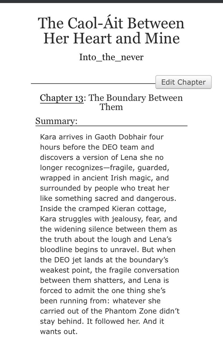 Chapter 13 is my lore-heaviest yet: Celtic boundary magic + Phantom Zone trauma + one very tired Lena who didn’t ask to be a cosmic doorway. Kara’s jealous, the lough is hungry, &amp; the next chapter is where everything finally snaps. #Supercorp #Supergirl