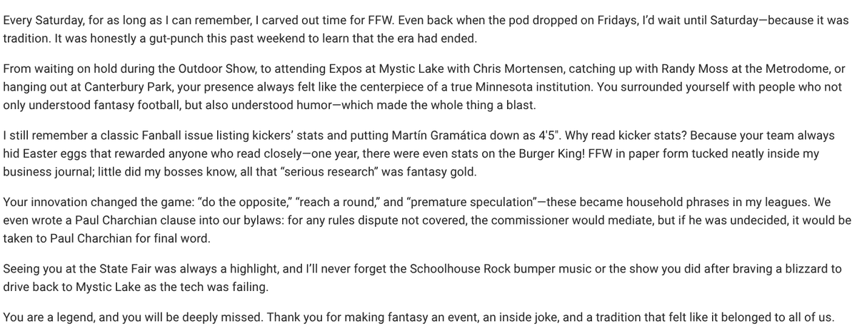 jeffhinke's tweet photo. @PaulCharchian
I was devastated when I heard the news on my walk Saturday- had to write a thank you- but 280 characters could not do it justice. https://t.co/aM3QK2n6PJ