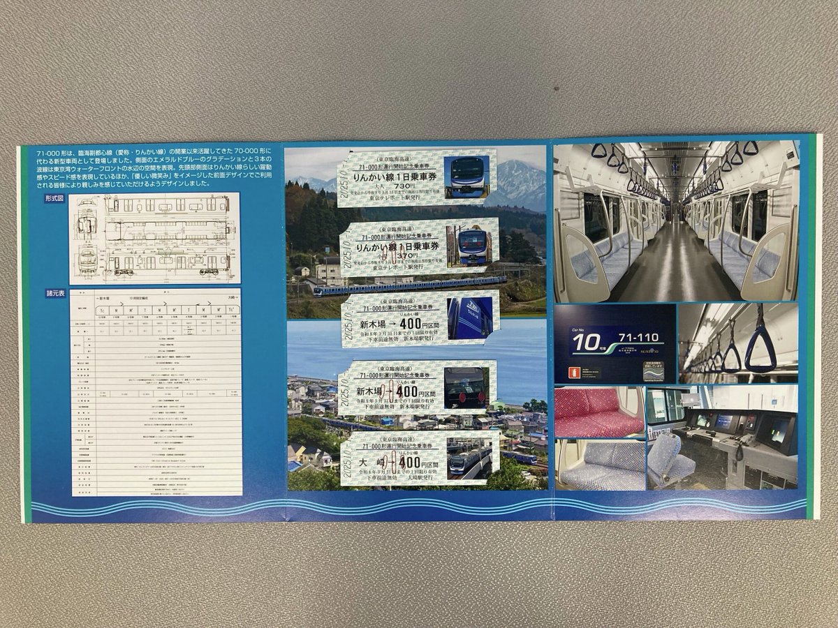 りんかい線71-000形運行開始記念乗車券」のご紹介、ありがとうござい