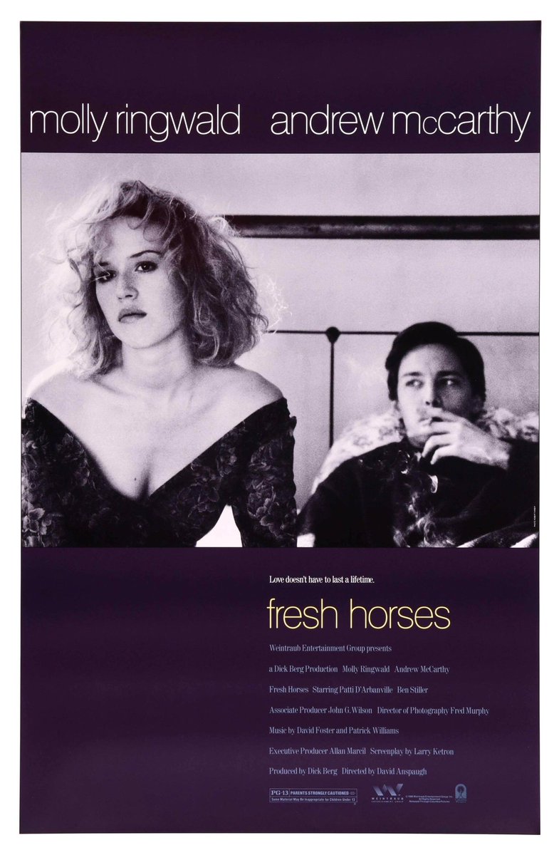 FilmNewsNos's tweet image. 🎬MOVIE HISTORY: 37 years ago today, November 18, 1988, the movie ‘Fresh Horses’ opened in theaters!

@MollyRingwald #AndrewMcCarthy #PattiDArbanville @BenStiller #LeonRussom #MollyHagan #ViggoMortensen #DougHutchison #DanDavis #DavidAnspaugh