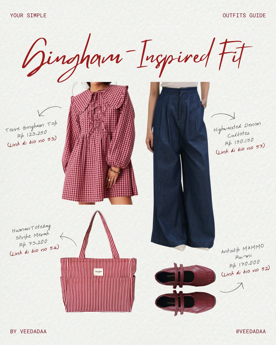 _veeeeda's tweet photo. Aesthetic Gingham-Inspo ♡´・ᴗ・`♡
Link on my bio!
#veedadaa #inspolook #inspooutfit #capsulewardrobe #capsulecollection #browngirls #hijabfashion #streetfashion #fashionstyle #shopeeid #shopeehaul #linkinbio https://t.co/RAkiqGaD14