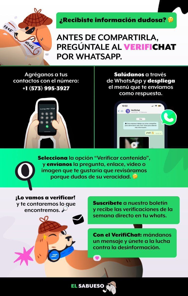 ElSabuesoAP's tweet photo. Si durante la #protesta del 15 de noviembre viste alguna foto que te generó dudas, envíala al #VerifiChat 📱.
🐶 Nosotros revisaremos si está sacada de contexto, manipulada con inteligencia artificial o si es completamente real. https://t.co/XCvl3dvGJL