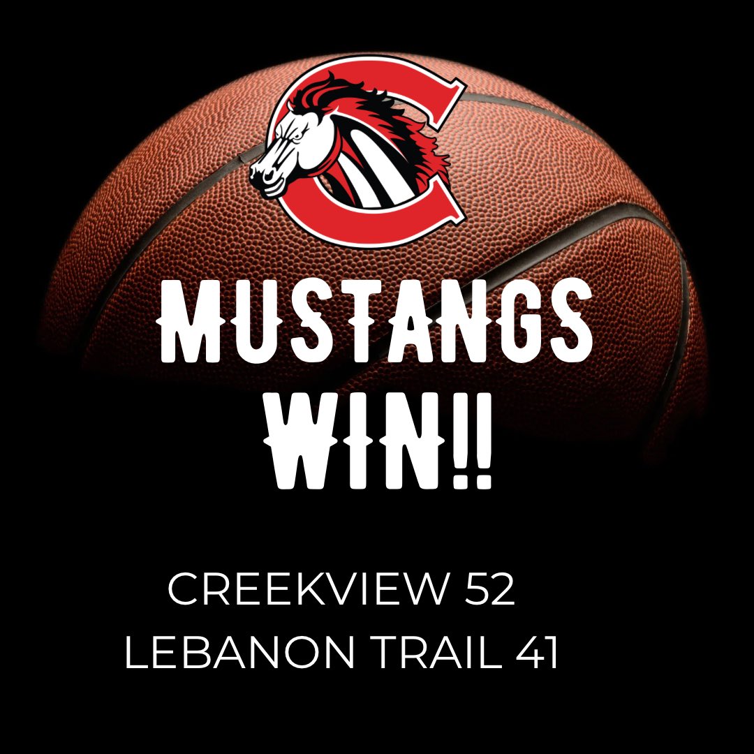Mustangs sweep all 3 levels on the road at Lebanon Trail! Sr Brendyn Shed w/19 and Jr Tylan Jones w/ 15 to help varsity get the double digit road win! <a href="/CreekviewLeads/">Creekview High School</a> <a href="/hoopinsider/">Hoopinsider</a> <a href="/CoachOrtiz1/">CoachOrtiz</a> <a href="/CHS_MustangFB/">CreekviewFB</a> <a href="/creekviewvolley/">Creekview High School Volleyball</a> <a href="/CreekviewAVID/">Creekview HS AVID</a> <a href="/CmsaMustangs/">CMSAMustangs</a>