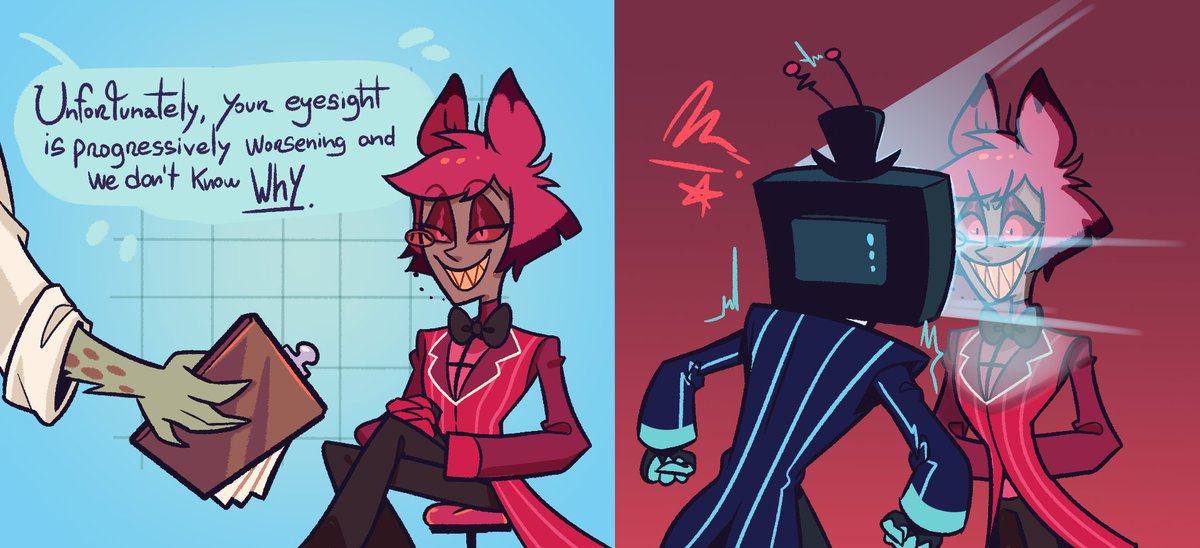 TrashyWindbago's tweet photo. A medical mystery #voxal #StaticRadio #HazbinHotel https://t.co/7rpqz3aTkB