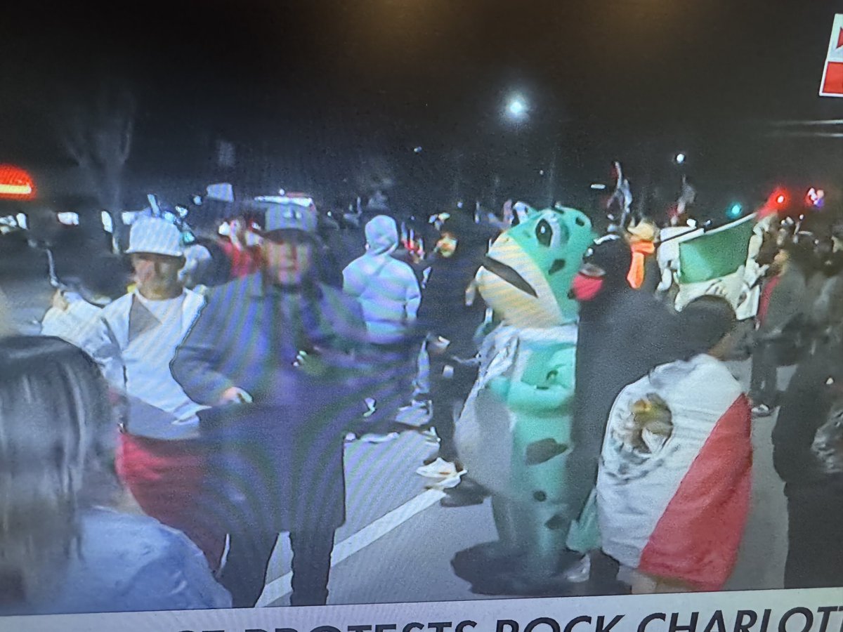 LALovesDogs17's tweet image. What is this giant Pepe the Frog doing right in the midst of the anti-ice protest in Charlotte? KEK 🐸 #Patriotsincontrol       ⁦@RealAbs1776⁩ ⁦@AbsWifey1776⁩ ⁦@truestormyjoe⁩