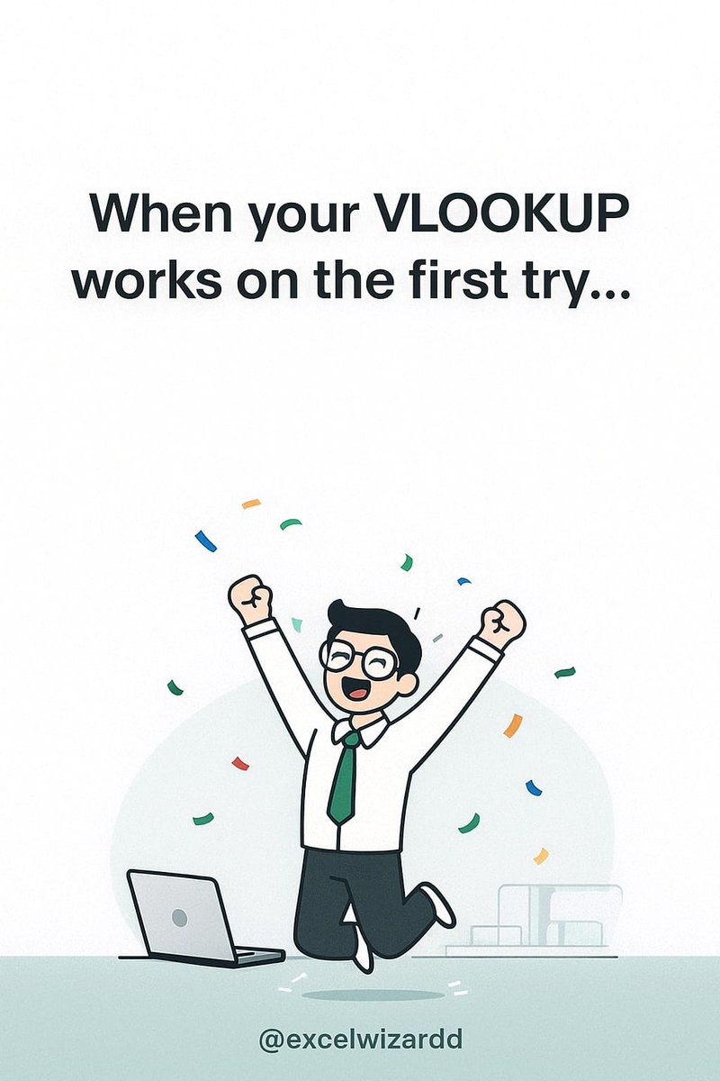 excelwizardd's tweet image. That one rare moment when Excel decides to be kind ✨

No #N/A… no errors… just pure happiness 😭💚

Tag someone who still double-checks the lookup column 👇

#excelwizardd #excelmemes #officehumor