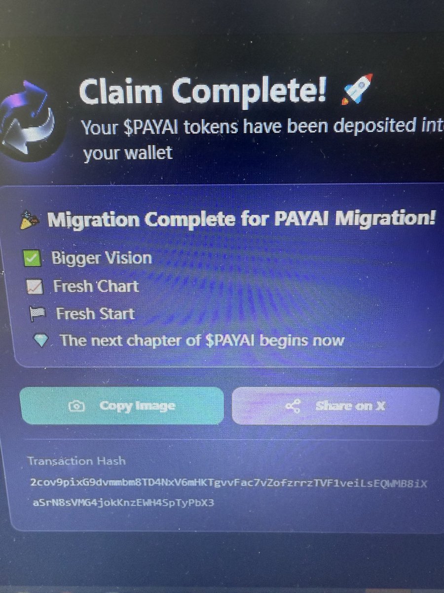 phill76815's tweet image. Just claimed my $PAYAI tokens on @MigrateFun! 🚀

The next chapter of $PAYAI begins now! 

大家记得去兑换新的PAYAI啊，就算18号前忘记的，还有90天的窗口期迁移，就是扣5%的罚金而已，千万别在旧池子抛售啊，X402的龙头不要了吗？无语哈哈！…