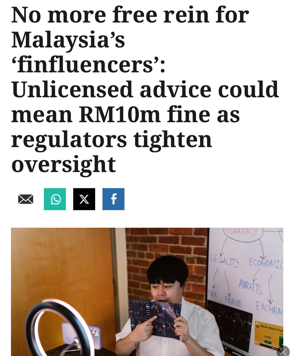 The commentary no one asked for: my thoughts on finfluencer guidelines in Malaysia, a thread 

Tldr; many well-known finfluencers already know about this well in advance - in fact SC invited (summoned? 😂) us for dialogue and feedback sessions