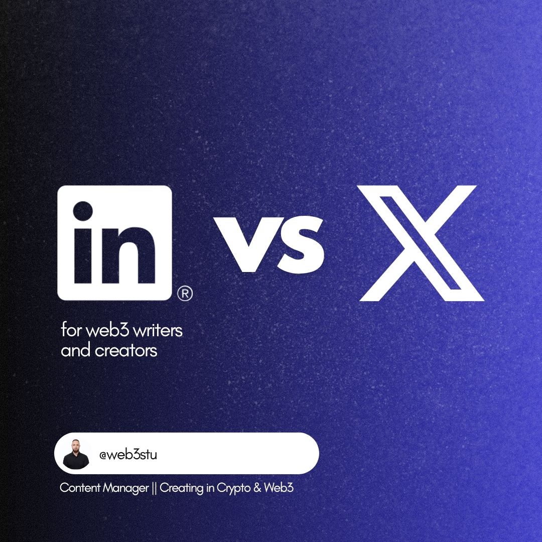 web3stu's tweet image. web3 creators are honestly sleeping on linkedin.

while everyone&apos;s chasing quick hits on X, posts on linkedin can still pull views days (sometimes weeks) after publishing.

that&apos;s because linkedin content has a half-life that’s 5–7x longer than X.

and when your audience is…