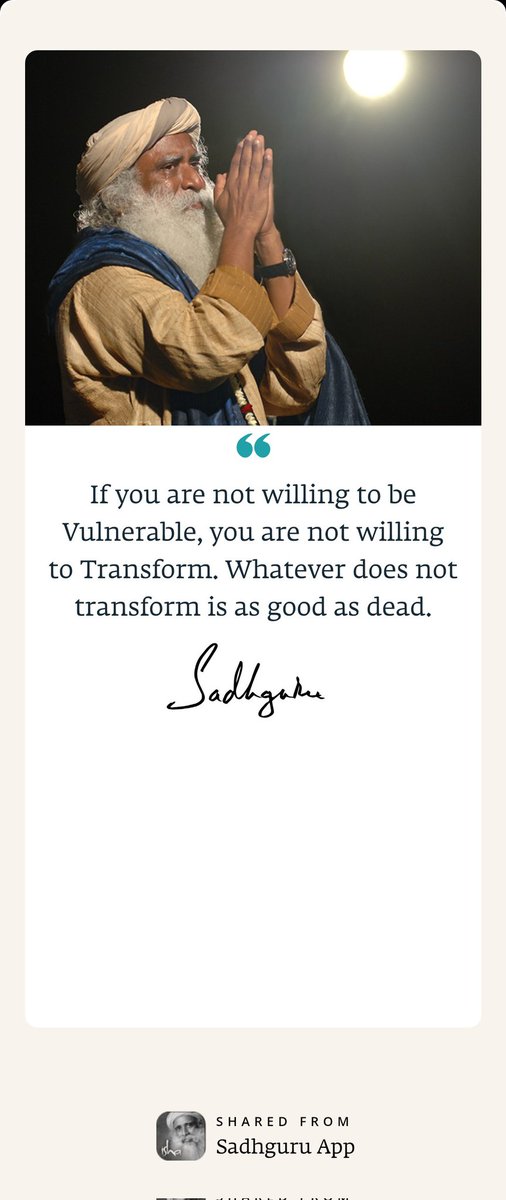 bhavnishhere's tweet photo. I liked this quote from Sadhguru and wanted to share it with you. Read more such insightful quotes on the Sadhguru App.

https://t.co/7YbpWYOWqx https://t.co/AK36IXEu6g