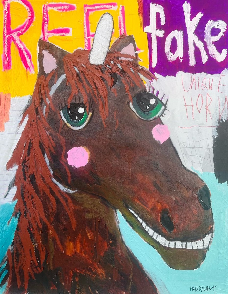AddictedGallery's tweet image. 🦄 Unicorns are just horses who believed in themselves a little too much 🦄
Get Your Art Fix!
&quot;REEL fake Unique Horn&quot; by Nathan Paddison, 2023 bit.ly/4hZyDli
#contemporaryart #real #fake #unicorn #ArtForChildren #storytelling #artgallery #onlineartgallery #buyart