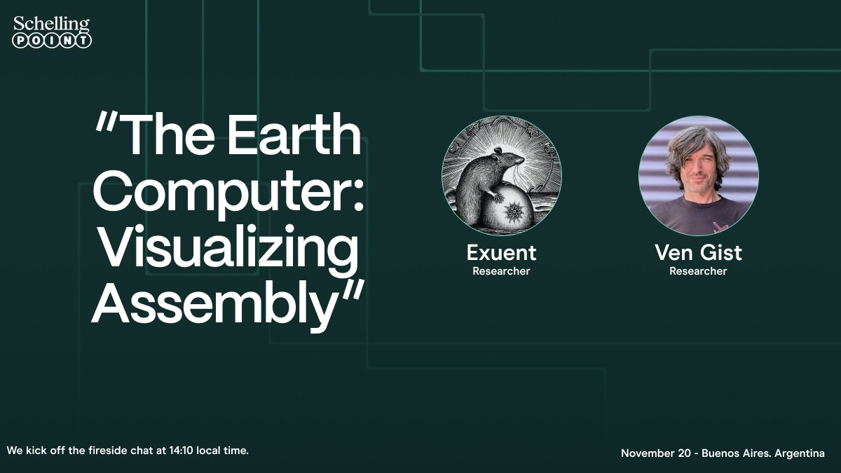 gitcoin's tweet image. “The Earth Computer: Visualizing Assembly”

Assembly theory suggests Ethereum isn’t just digital infrastructure - it’s entangled with the material processes of the Earth itself 👀

@0xd2_eth and @exeuntdoteth will open up that idea and guide participants through breakouts if the…