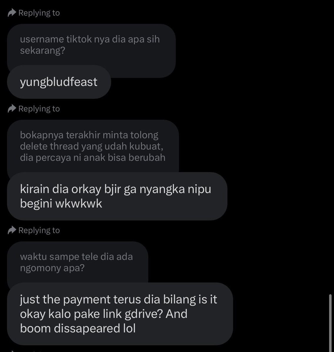 viralinburon's tweet photo. Update guys!

Beberapa bulan yg lalu dia masih sempet nipu orang jual private video wowkwowkowkwow

si nabil belom tobat tobat guys!!!!
https://t.co/UL9fv3lVj7 https://t.co/FzleccVaJi
