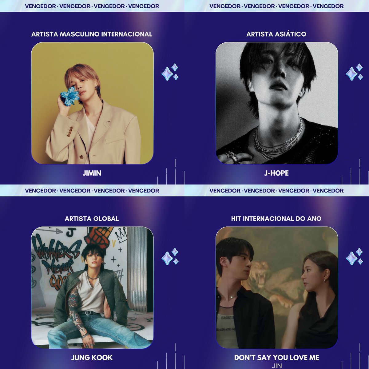 Yoon_kookie97's tweet image. #JHOPE , #Jungkook, #Jimin &amp;amp; #Jin has won at The BreakTudo Awards 2025 🏆

Global Artist-Jungkook
Asian Artist -j-hope
International Male Artist -Jimin
International Hit of The Year: DSYLM

CONGRATULATIONS JIN
CONGRATULATIONS J-HOPE
CONGRATULATIONS JIMIN
CONGRATULATIONS JUNGKOOK