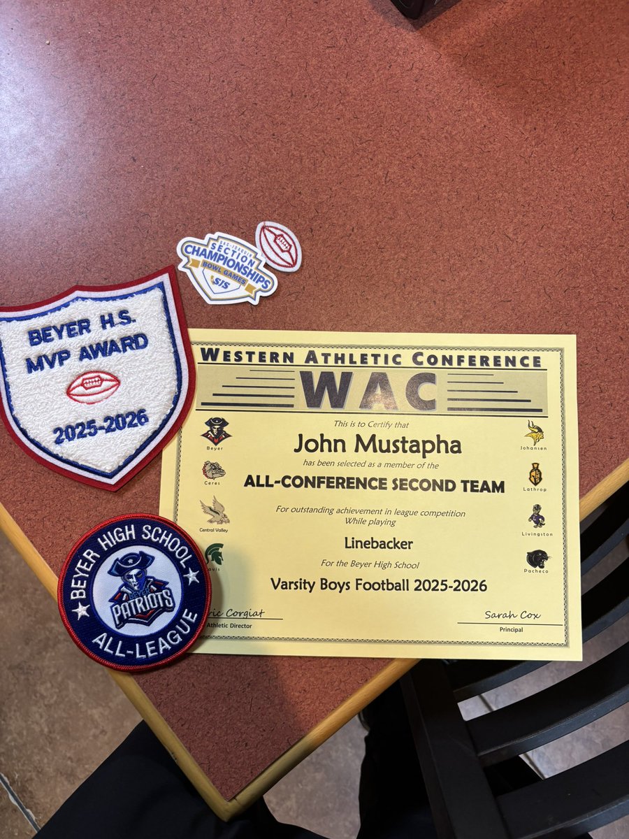 Finished the year with second team Alll league as well as mvp and vol champions!! For the high-school  2025 football season!