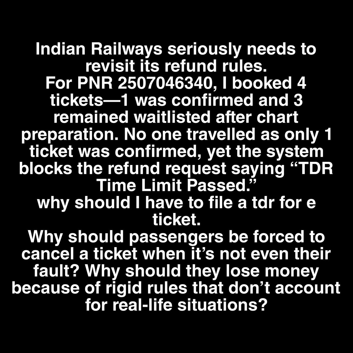 rohitstar68's tweet photo. @IRCTCofficial, these policies end up penalising travellers instead of protecting them.
It’s 2025—why are outdated rules still governing digital tickets? Any accountability.. @AshwiniVaishnaw @RailMinIndia  @RailwaySeva @EasternRailway https://t.co/w2BiS3btrJ