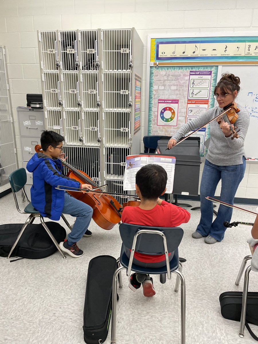 GloriaJCSL's tweet photo. Our @NewOrchDC #stringsclub students are coming right along. I look forward to their winter concert finale 🎻. @HHESHUSKIES @CSconnect_MCPS https://t.co/tVfDxBAWFz