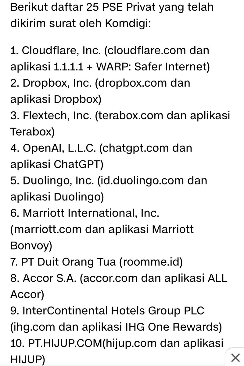 ecommurz's tweet image. Daftar yg terancam diblokir komdigi btw:
cnnindonesia.com/teknologi/2025…