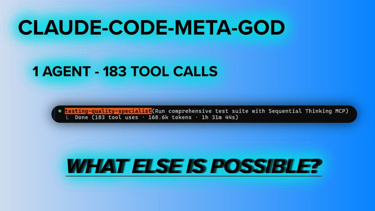AnthonyMikinka's tweet image. Is anyone else getting their claude code agents to run like this? 

183 tool calls is quite a lot, ran for 1 hour and 30 mins. 
Did not have to touch the keyboard the entire time.
Would love to see if people would be interested in my releasing this project. #ai #claudecode