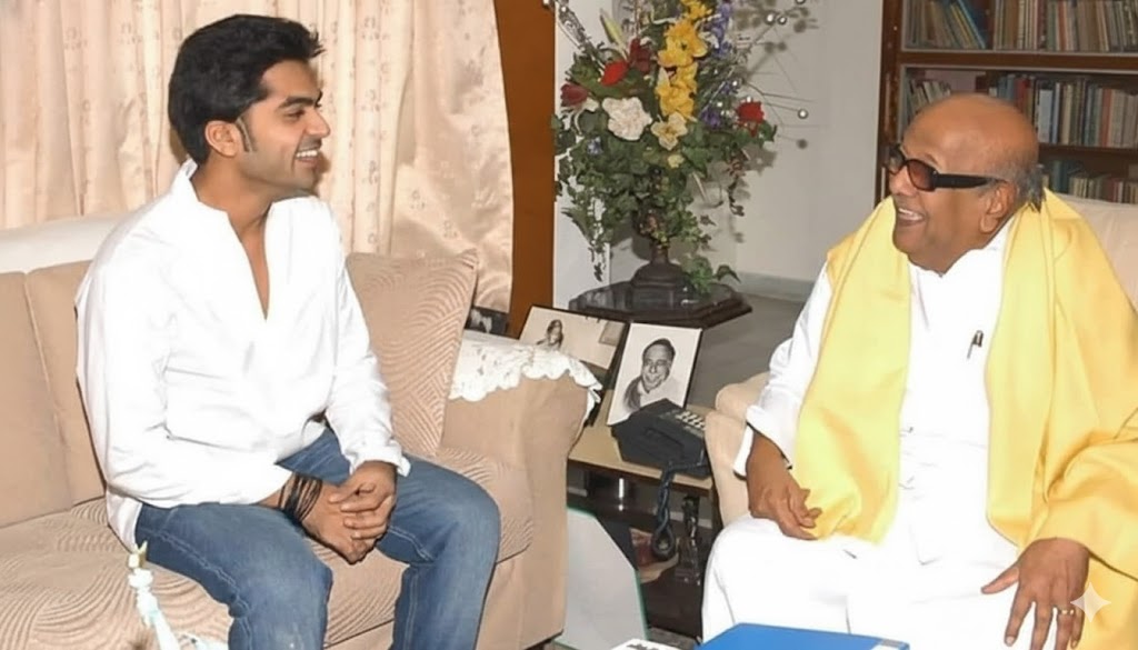 A timeless moment… Simbu in conversation with Kalaignar. | #SilambarasanTR
