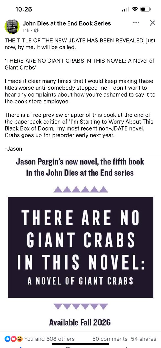 Great!  The next John Dies at the End novel comes out early next year.  I especially love the first two books.  I am happy he is still going on with them.