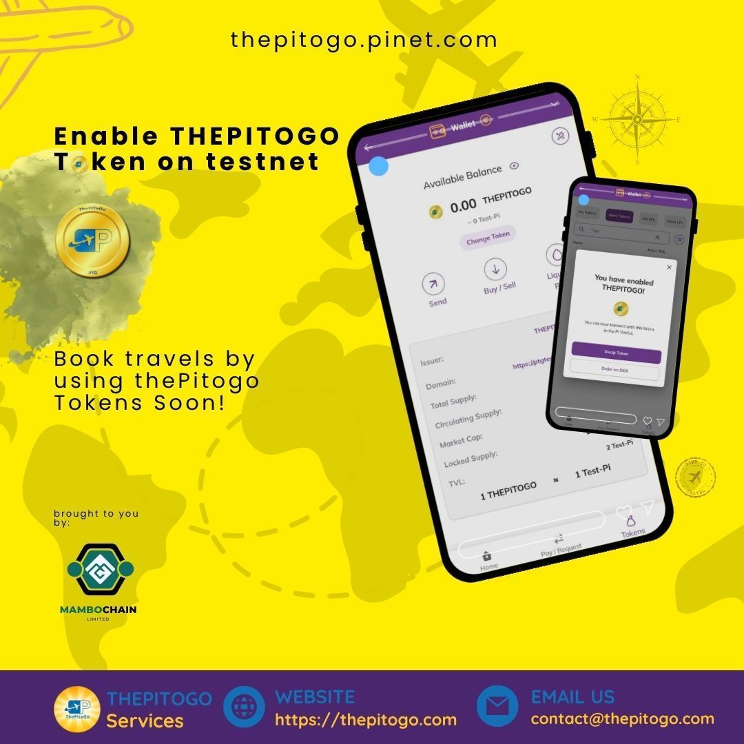 PitoGo_Services's tweet image. 🚀 Pioneers, the wait is over — thePitogo Token is now LIVE for testing on Testnet! 🎉

You can now enable THEPITOGO token inside your Pi Wallet and start exploring how future travel bookings will work on our platform. This is a major step toward creating a fully Pi-powered…