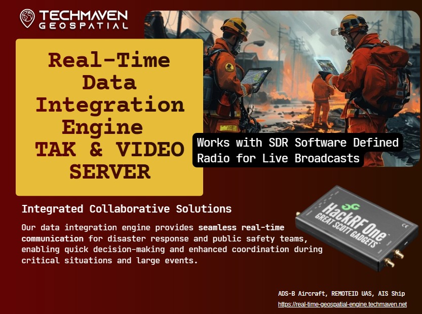 TechMavenGeo's tweet image. Real-Time and Data Integration Engine …-time-geospatial-engine.techmaven.net is now a fully compatible TAK Server and Video Server pair it with tileserver.techmaven.net for full geospatial data management and serving  - &quot;EASY BUTTON&quot; for standing up solution for ATAK, iTAK, WINTAK, WEBTAK