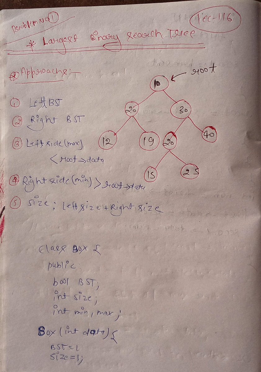 programmersatya's tweet image. 💡 Day 34 of #100DaysOfDSA 
 
✅  Largest Binary Search Tree 

I’m currently learning Data Structures &amp;amp; Algorithms in C++ from the CoderArmy YouTube channel with Rohit Negi brother — an amazing mentor 
#100DaysOfCode #DSA